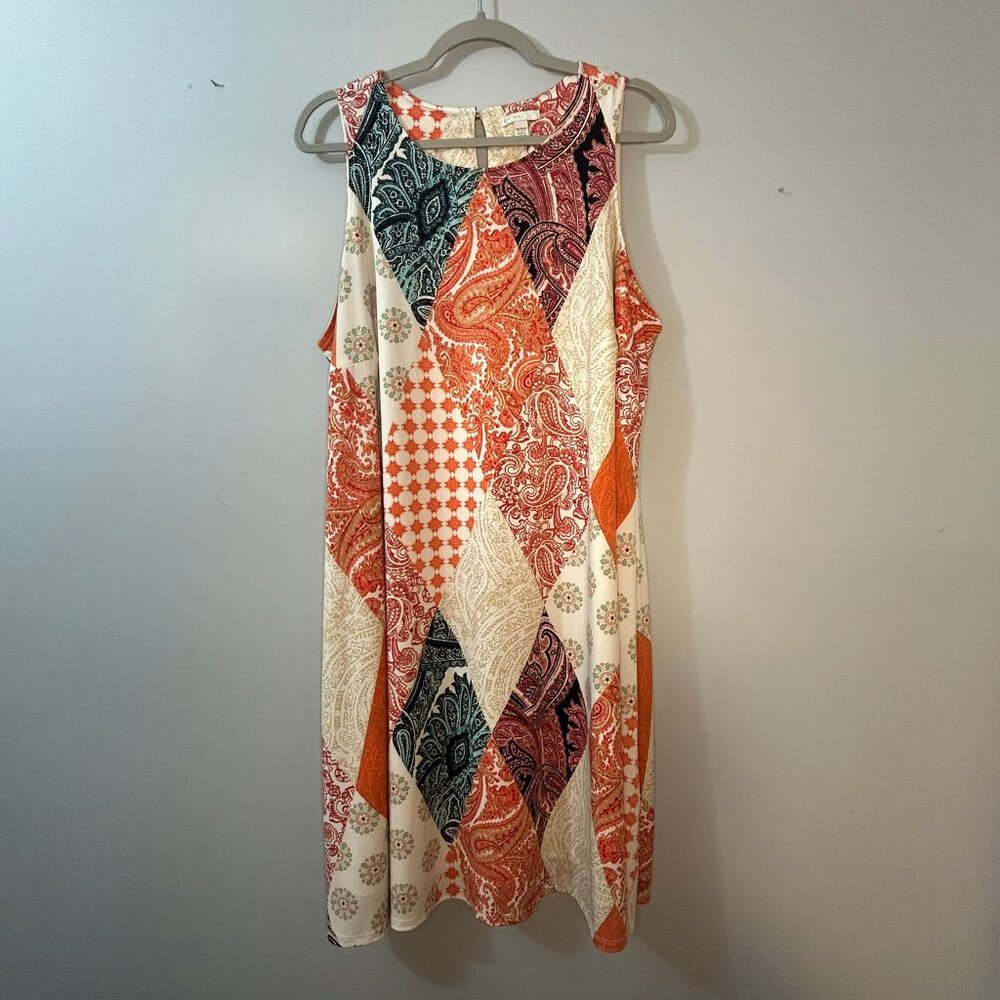 Boho Patchwork Cottagecore Paisley Shift Dress Size 18/20W Coastal Grandma Artsy